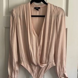 Paige Blush Pink Silk Snap Front Bodysuit